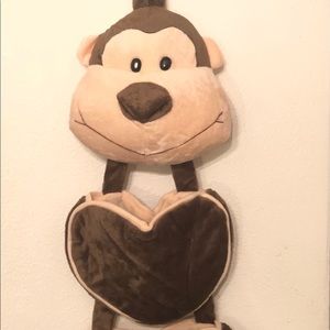 ADORABLE Monkey plush wall hanging with 2 pockets